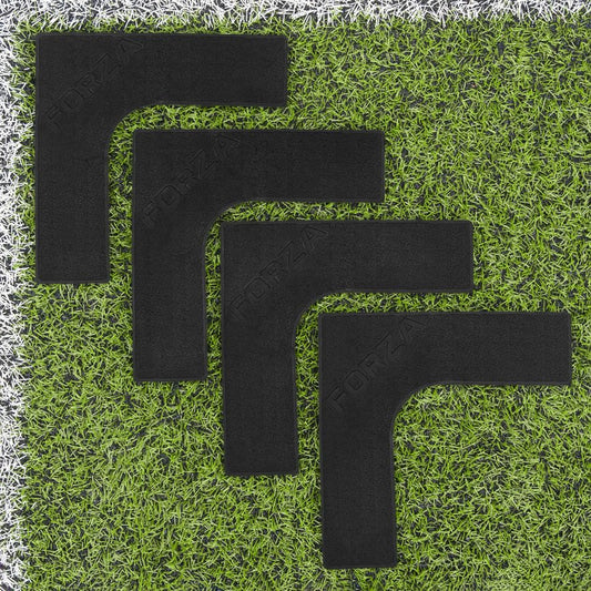 FORZA Pitch Line Marker Corners | Rubber Field Markers for All Sports, Perfect for Training & Games – Available in 9 Colors, Pack of 4 - color: Black