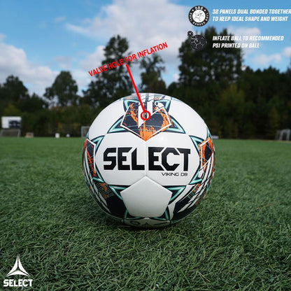 SELECT Viking DB Soccer Ball - color: White/Teal/Orange V24 - 12-Ball, size: 4