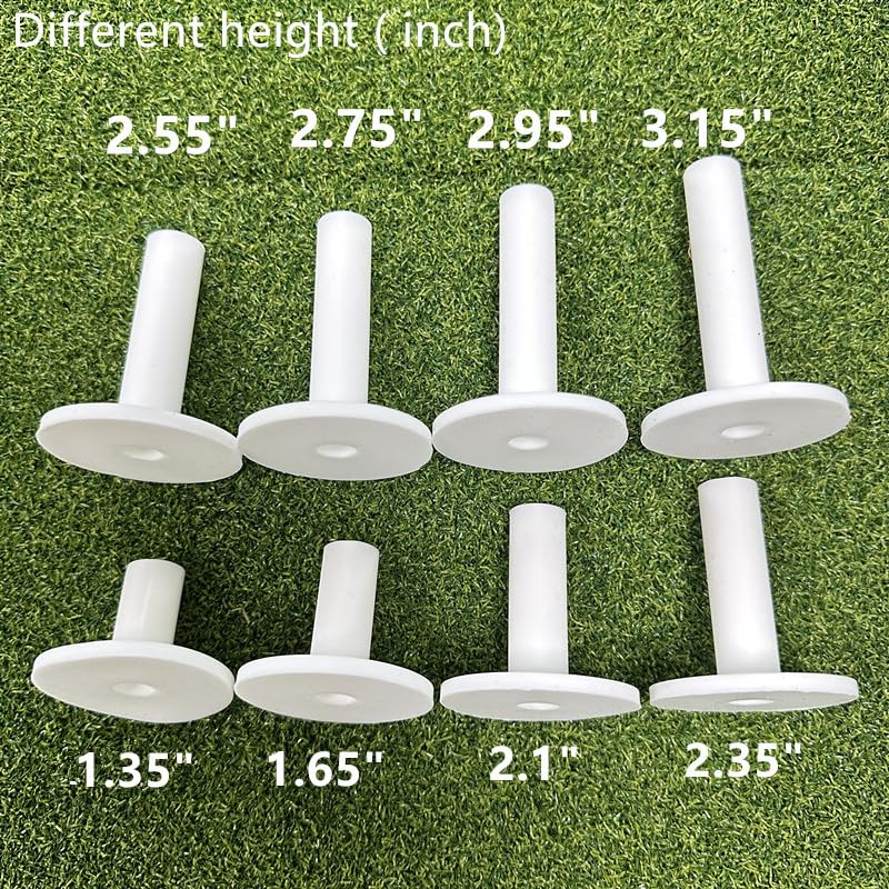 Rubber Golf Tees for Mats, Durability White Driving Range Tees, Value 8 Pack in Mixed Size
