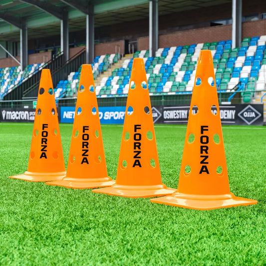 FORZA 20in Training Cones | Adjustable Hurdle System for Customizable Drills | Available in 4 Fluorescent Colors - color: Fluro Orange, size: Pack of 4, style: Without Agility Poles