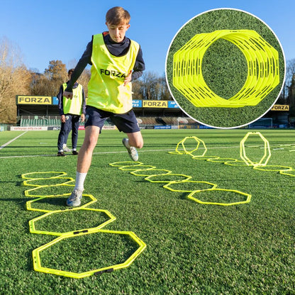 FORZA Agility Training Octa Rings [Pack of 6] | Soccer Training Equipment | Multi-Sport Agility Ring Set | Speed Training Equipment | Sports Equipment - color: Fluro Yellow