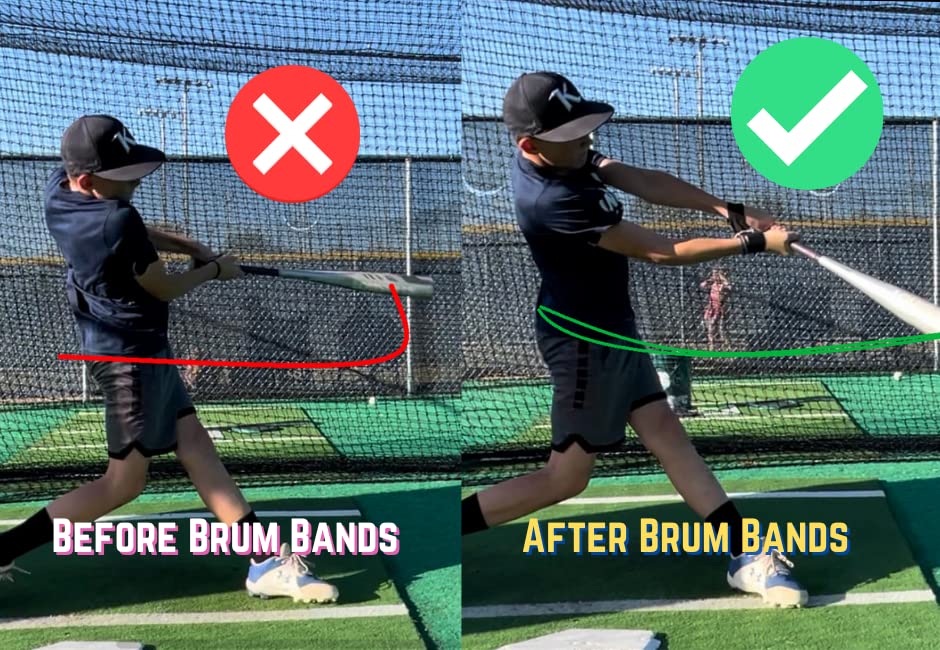 Baseball Notes Brum Bands: Softball & Baseball Swing Trainer, Hitting Equipment for Training and Batting - style: Set of 3 Bands