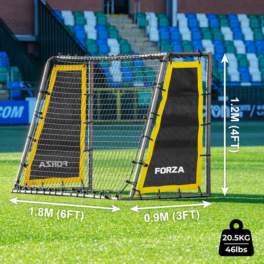 FORZA Steel42 Goal Rebounder Net Kit – Football Training Aid with Durable Double-Sided Net & Side Sheets for Solo Practice & Team Drills - Goal NOT Included - size: 6ft x 4ft