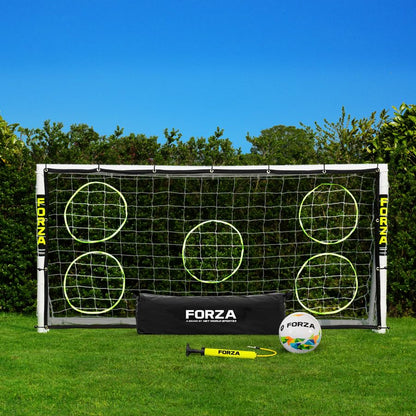 FORZA 8 x 4ft Kids Soccer Goal - The World’s #1 Backyard Goals! | 100% UK-Made, 3 Min Setup, Unbreakable Goalpost + Target & Ball Bundle - Buy FORZA, Play Forever! - style: 5. Full Bundle – Goal, Target Sheet, Bag, Ball
