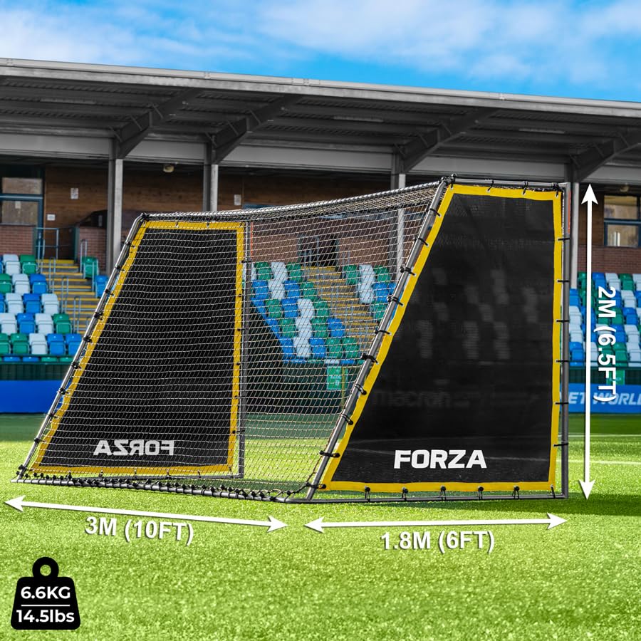 FORZA Steel42 Goal Rebounder Net Kit – Football Training Aid with Durable Double-Sided Net & Side Sheets for Solo Practice & Team Drills - Goal NOT Included - size: 10ft x 6.5ft