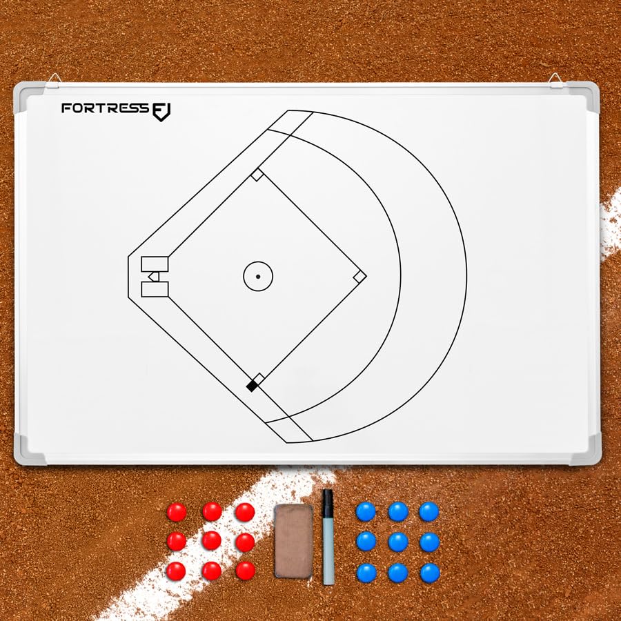 FORZA 35in x 24in Double-Sided Sports Coaching Whiteboard | 13 Sport Options - Dry Erase Board Equipped with Magnetic Markers, Pen & Eraser (Baseball, with Carry Bag) - size: With Carry Bag, style: Baseball