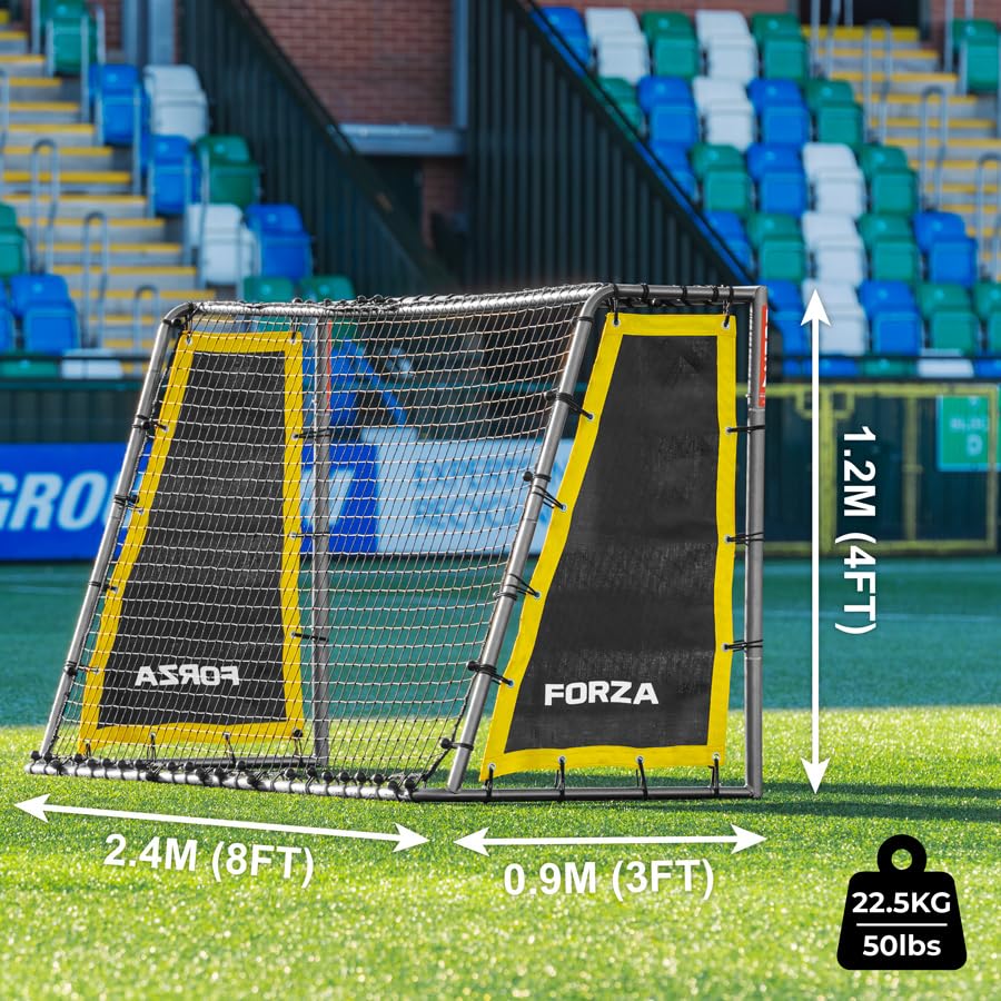 FORZA Steel42 Goal Rebounder Net Kit – Football Training Aid with Durable Double-Sided Net & Side Sheets for Solo Practice & Team Drills - Goal NOT Included - size: 8ft x 4ft