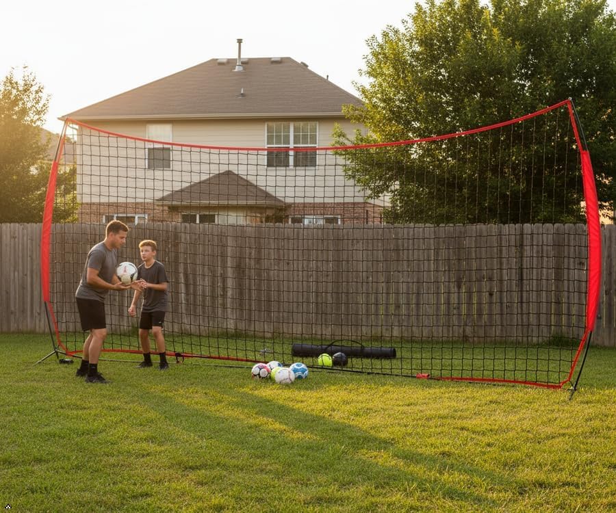 7x7ft/12x9ft/16x10ft/20x10ft Barricade Backstop Net, Sports Barrier Net, Multi-Sport Net with Carry Bag, Protective Screen for Practice- Baseball, Softball, Lacrosse, Soccer, Basketball, Tennis - size: 20x10 ft