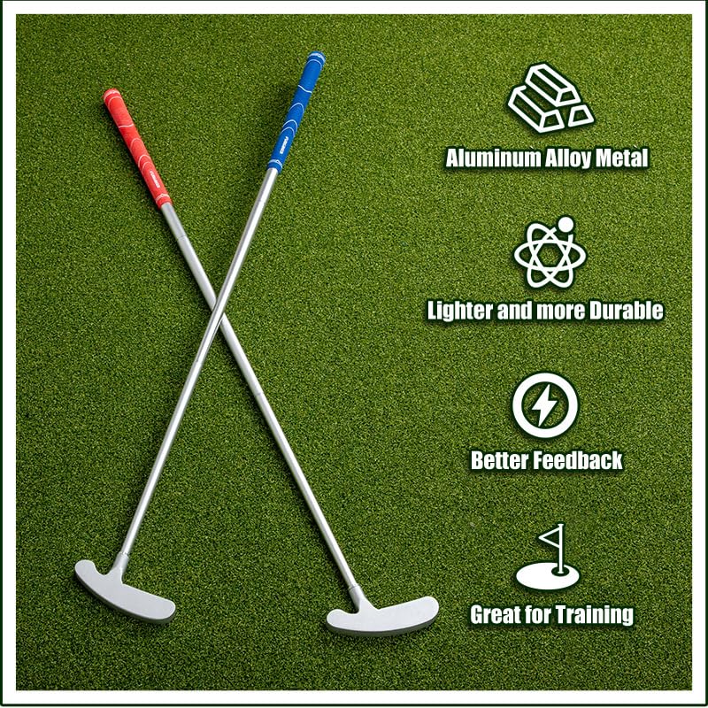 FUNGREEN Golf 2PCS/Pack Two-Way Putter Club for Right or Left Handed Golfers Foldable Alloy Rod Head Adults Golf Putter - 34" Length - color: Blue