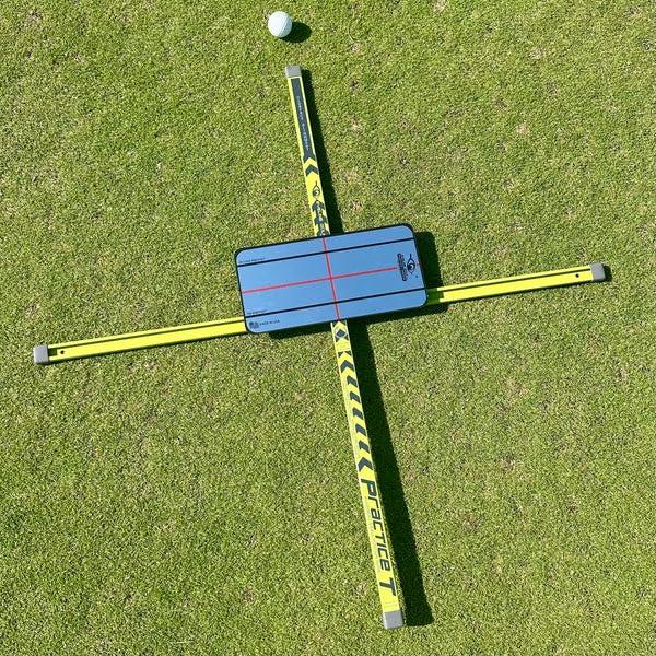 EyeLine Golf Practice T Swing Training Aid, Align Feet/Shoulders/HIPS to Ball, White or Green Alignment Sticks, Shoulder Mirror, PGA Tour Proven