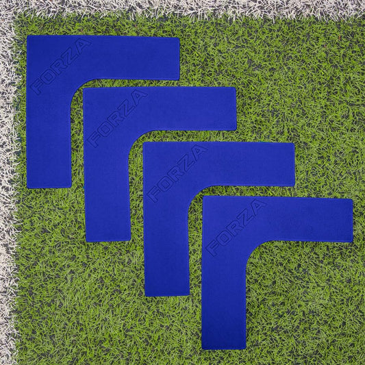 FORZA Pitch Line Marker Corners | Rubber Field Markers for All Sports, Perfect for Training & Games – Available in 9 Colors, Pack of 4 - color: Electric Blue