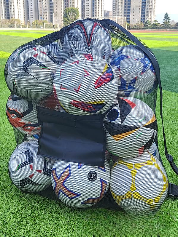 Soccer Equipment Bag Extra Large Mesh Ball Bag Lightweight Storage Sack for Coaches, Basketball, Volleyball - color: Black