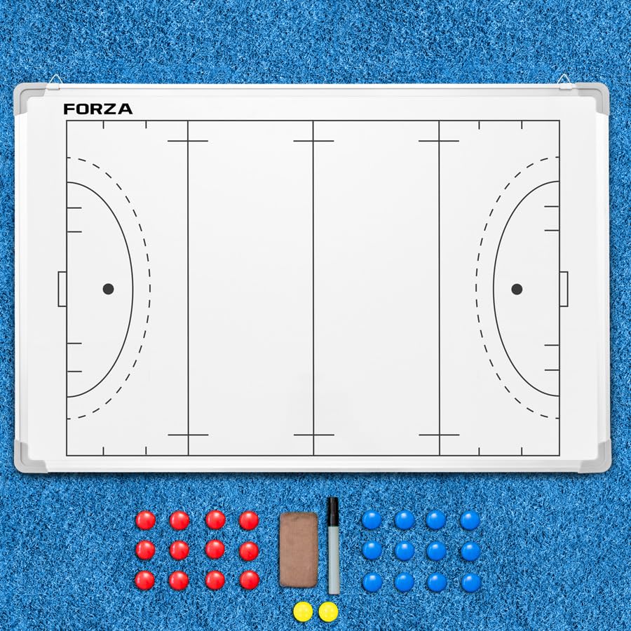 FORZA 35in x 24in Double-Sided Sports Coaching Whiteboard | 13 Sport Options - Dry Erase Board Equipped with Magnetic Markers, Pen & Eraser (Field Hockey, Without Carry Bag) - size: Without Carry Bag, style: Field Hockey