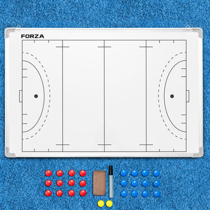 FORZA 35in x 24in Double-Sided Sports Coaching Whiteboard | 13 Sport Options - Dry Erase Board Equipped with Magnetic Markers, Pen & Eraser (Field Hockey, Without Carry Bag) - size: Without Carry Bag, style: Field Hockey
