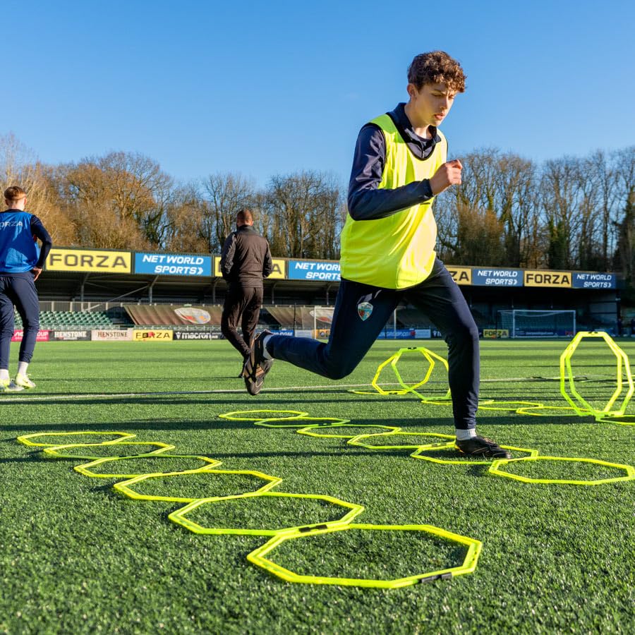 FORZA Agility Training Octa Rings [Pack of 6] | Soccer Training Equipment | Multi-Sport Agility Ring Set | Speed Training Equipment | Sports Equipment - color: Fluro Yellow