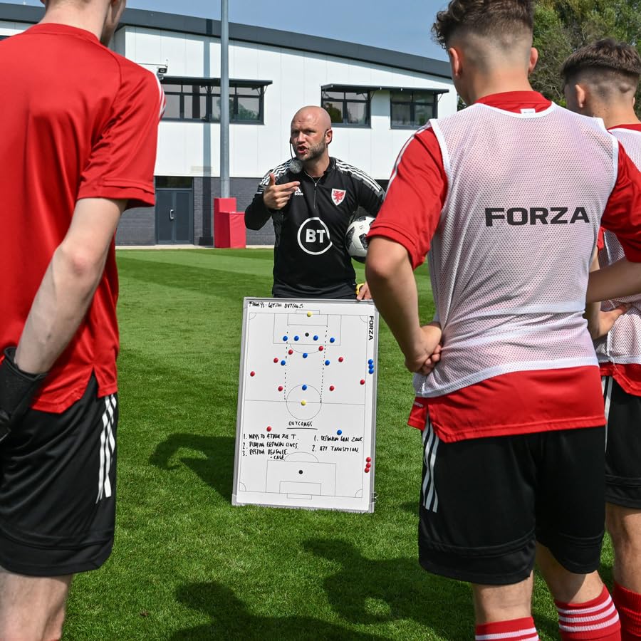 FORZA 35in x 24in Double-Sided Sports Coaching Whiteboard | 13 Sport Options - Dry Erase Board Equipped with Magnetic Markers, Pen & Eraser (Soccer, Without Carry Bag) - size: Without Carry Bag, style: Soccer