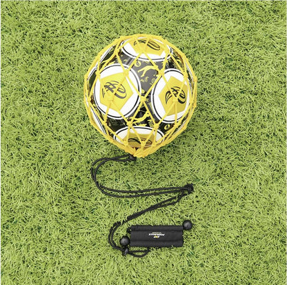Handle Solo Soccer Kick Trainer with New Ball Locked Net Design, Soccer Ball Bungee Elastic Training Juggling Net (Fits Ball Size 3, 4, 5) - color: Red
