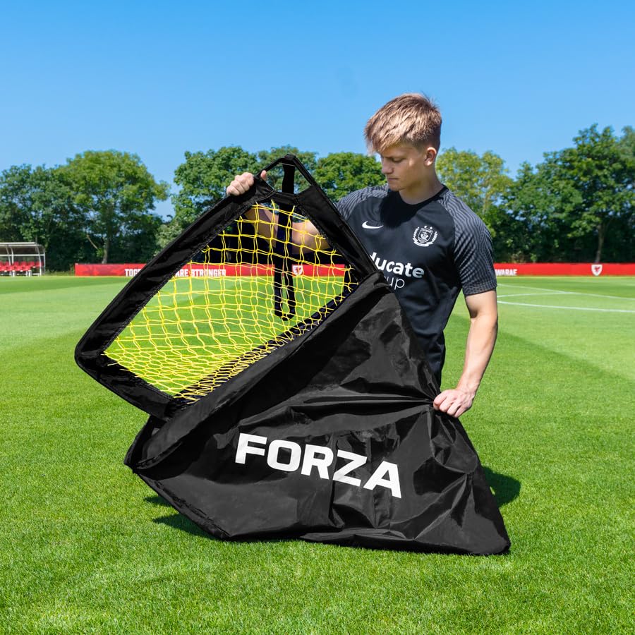 FORZA Square Pop-Up Soccer Goal [6 Sizes] | Portable Goal Posts for Kids Shooting Practice - Pop-Up in Minutes | Single or Pair of Goals
