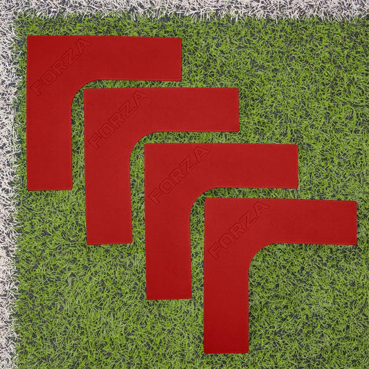 FORZA Pitch Line Marker Corners | Rubber Field Markers for All Sports, Perfect for Training & Games – Available in 9 Colors, Pack of 4 - color: Red
