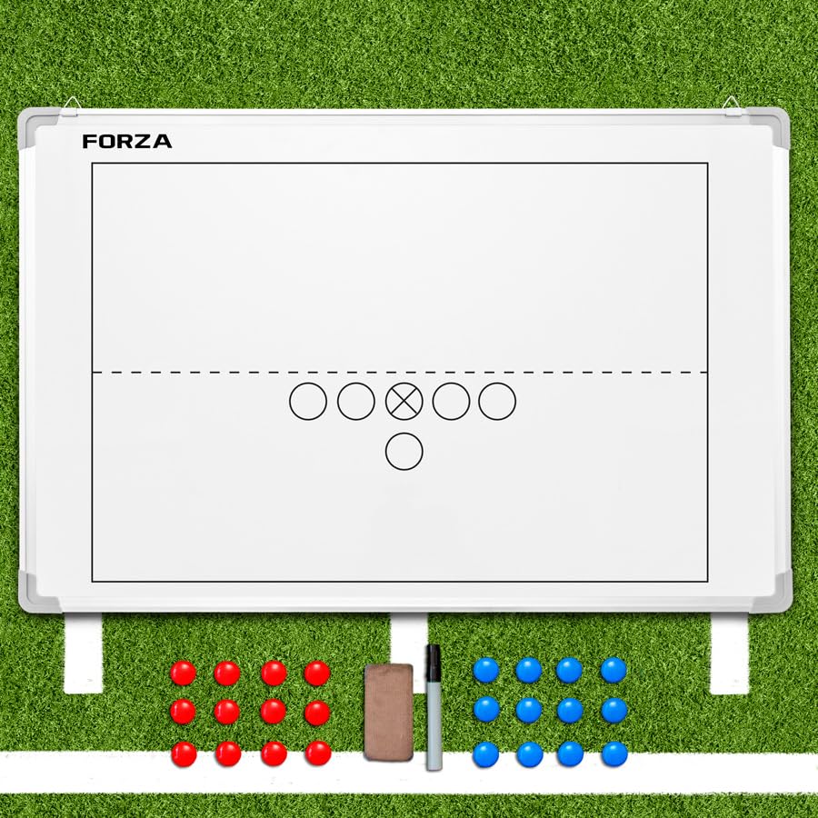 FORZA 35in x 24in Double-Sided Sports Coaching Whiteboard | 13 Sport Options - Dry Erase Board Equipped with Magnetic Markers, Pen & Eraser (Football, Without Carry Bag) - size: Without Carry Bag, style: Football