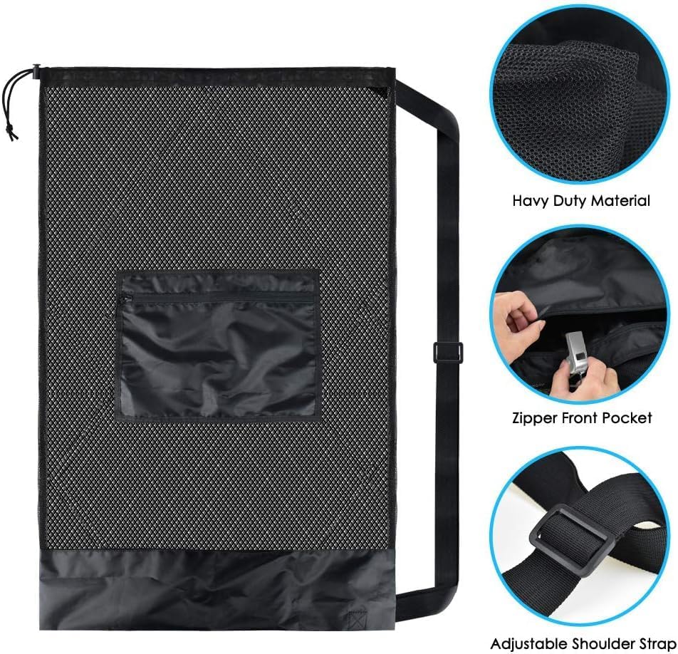 BROTOU Sports Mesh Bag Sports Equipment Bags Heavy Duty Drawstring Backpack Sport Balls Bag for Beach, Travel, Gym, Swimming Gear with Shoulder Strap