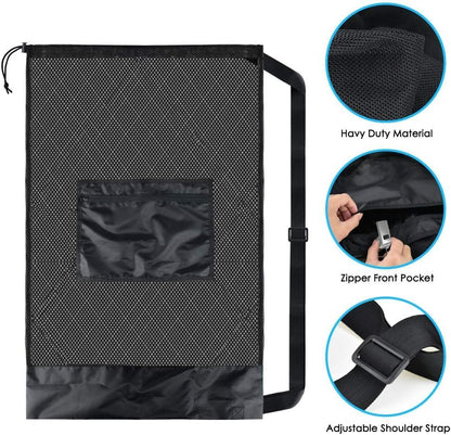 BROTOU Sports Mesh Bag Sports Equipment Bags Heavy Duty Drawstring Backpack Sport Balls Bag for Beach, Travel, Gym, Swimming Gear with Shoulder Strap