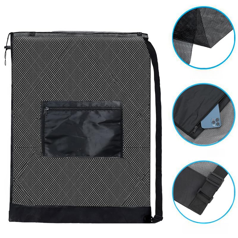 Soccer Equipment Bag Extra Large Mesh Ball Bag Lightweight Storage Sack for Coaches, Basketball, Volleyball - color: Black