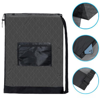 Soccer Equipment Bag Extra Large Mesh Ball Bag Lightweight Storage Sack for Coaches, Basketball, Volleyball - color: Black