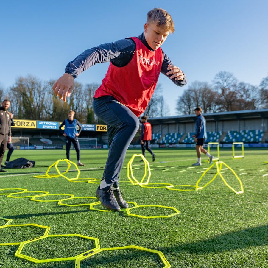 FORZA Agility Training Octa Rings [Pack of 6] | Soccer Training Equipment | Multi-Sport Agility Ring Set | Speed Training Equipment | Sports Equipment - color: Fluro Yellow