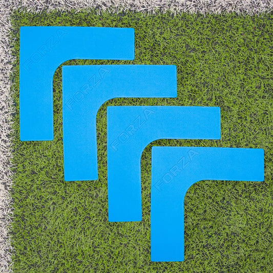 FORZA Pitch Line Marker Corners | Rubber Field Markers for All Sports, Perfect for Training & Games – Available in 9 Colors, Pack of 4 - color: Sky Blue