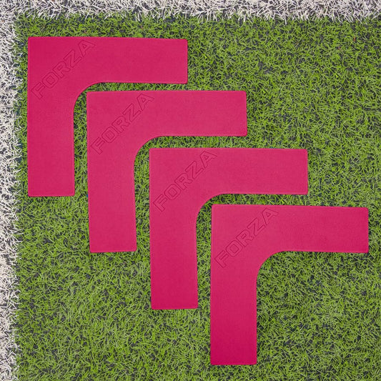 FORZA Pitch Line Marker Corners | Rubber Field Markers for All Sports, Perfect for Training & Games – Available in 9 Colors, Pack of 4 - color: Pink
