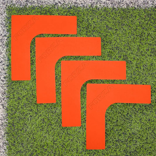 FORZA Pitch Line Marker Corners | Rubber Field Markers for All Sports, Perfect for Training & Games – Available in 9 Colors, Pack of 4 - color: Orange