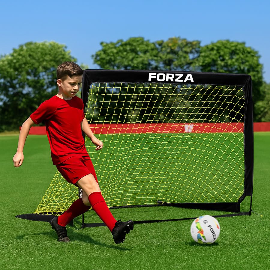 FORZA Square Pop-Up Soccer Goal [6 Sizes] | Portable Goal Posts for Kids Shooting Practice - Pop-Up in Minutes | Single or Pair of Goals