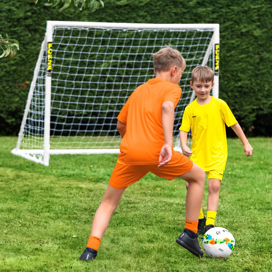 FORZA 8 x 6ft Soccer Goal - The World’s #1 Backyard Goals! | 100% UK-Made, 4 Min Setup, Unbreakable Goalpost + Target & Ball Bundle - Buy FORZA, Play Forever!