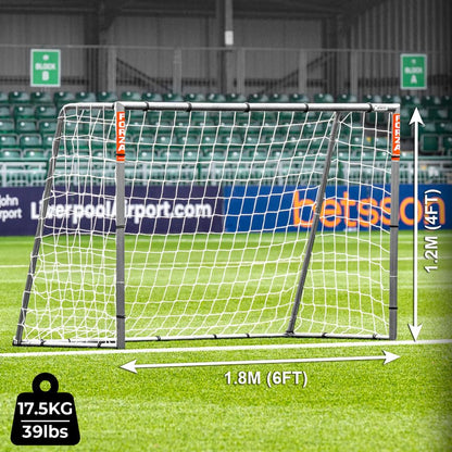 FORZA Steel42 Soccer Goal – Heavy-Duty Steel Garden Goal with 42mm galvanised Frame, Weatherproof net, Tool-Free Setup, Multiple Sizes & Optional rebounder kit - size: 6ft x 4ft, style: Goal Only