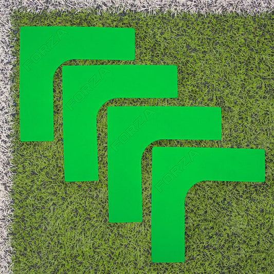 FORZA Pitch Line Marker Corners | Rubber Field Markers for All Sports, Perfect for Training & Games – Available in 9 Colors, Pack of 4 - color: Green