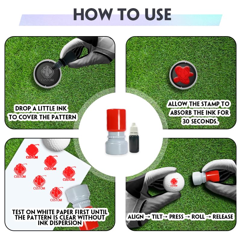 Custom Golf Ball Markers - Personalized Long Lasting, Includes Ink Bottle - 0.6in, 0.8in - Stand Out on The Course with Unique Markings - Golf Accessories Gift - style: Use Our Pattern
