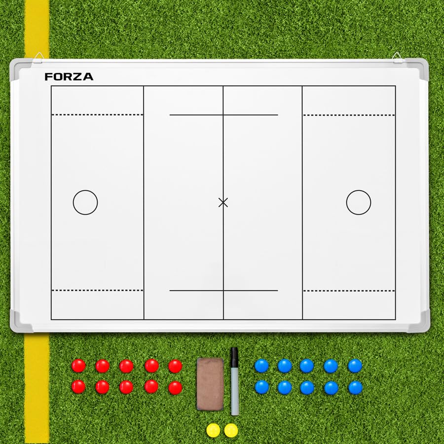FORZA 35in x 24in Double-Sided Sports Coaching Whiteboard | 13 Sport Options - Dry Erase Board Equipped with Magnetic Markers, Pen & Eraser (Lacrosse, Without Carry Bag) - size: Without Carry Bag, style: Lacrosse