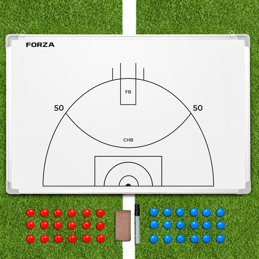 FORZA 35in x 24in Double-Sided Sports Coaching Whiteboard | 13 Sport Options - Dry Erase Board Equipped with Magnetic Markers, Pen & Eraser (Aussie Rules Football, with Carry Bag) - size: With Carry Bag, style: Aussie Rules Football