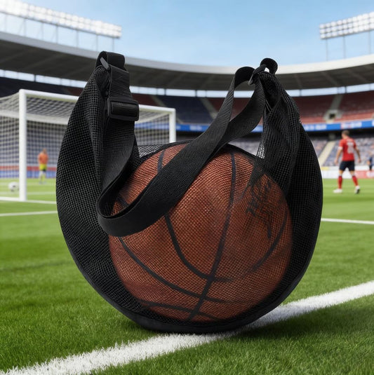Basketball Soccer Ball Bag Backpack Mesh Sports Equipment Carrier, Ball Holder Bag with Adjustable Shoulder Strap, Portable Sports Gear Storage Organizer - color: black