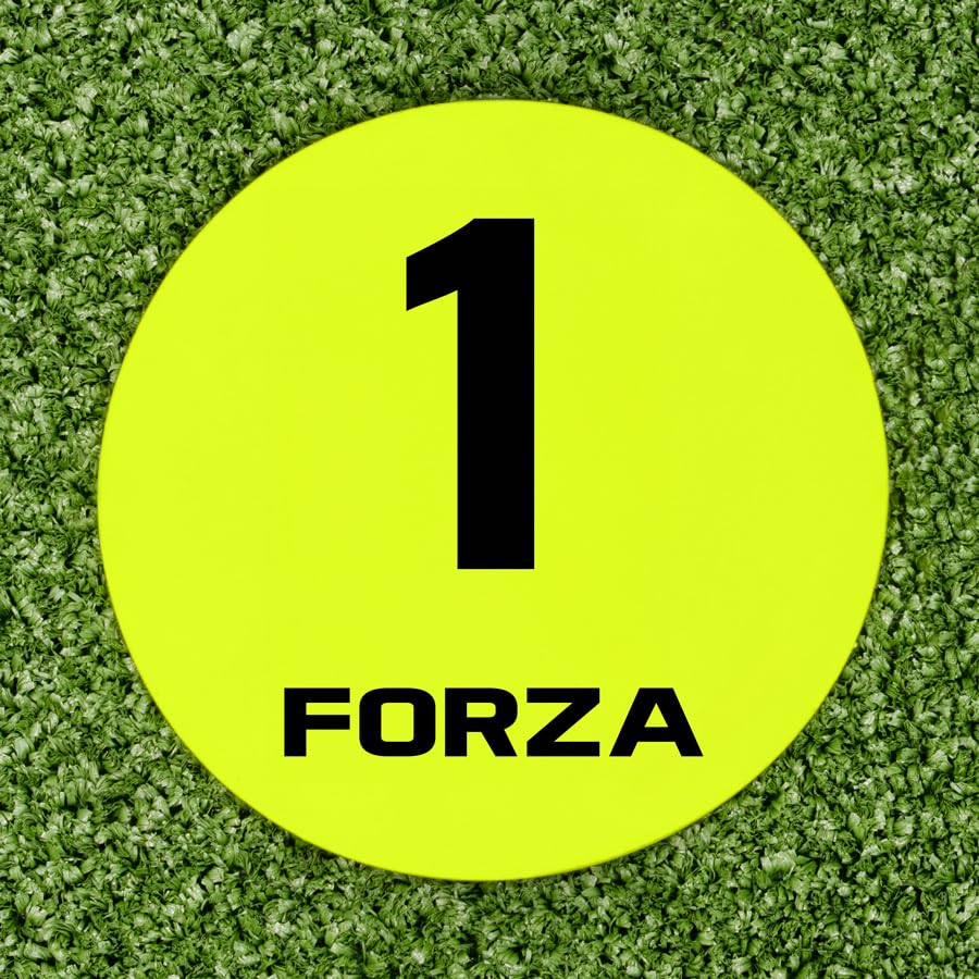 FORZA Numbered Flat Disc Markers [Set of 10] | Non-Slip Training Discs for Soccer, Footbal,l Basketball & Speed Agility Drills | High Visibility, Indoor & Outdoor Coaching Equipment
