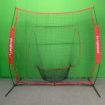 Baseball & Softball Replacement Net 7ft x 7ft (NET ONLY), Heavy Duty Knotless for Pitching, Hitting & Throwing Practice, Fits 7x7ft Training Net Frames - color: Red