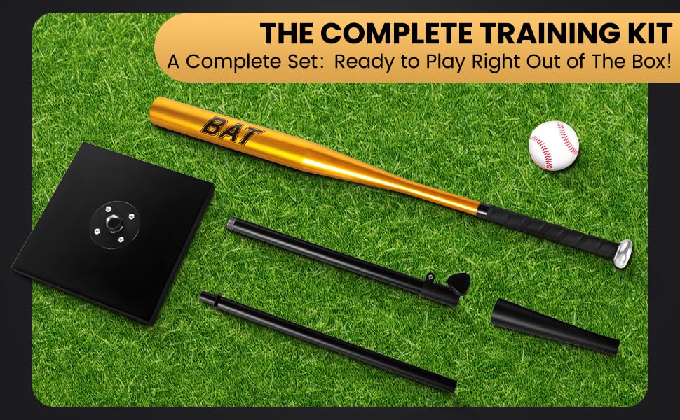 Baseball Batting Tee Set with Light Weight Aluminum Bat and Baseball - Hitting Tee - Baseball Tee - Batting Tees for Baseball - Hitting Tee for Baseball - Baseball Hitting Tee - Baseball Tee Set