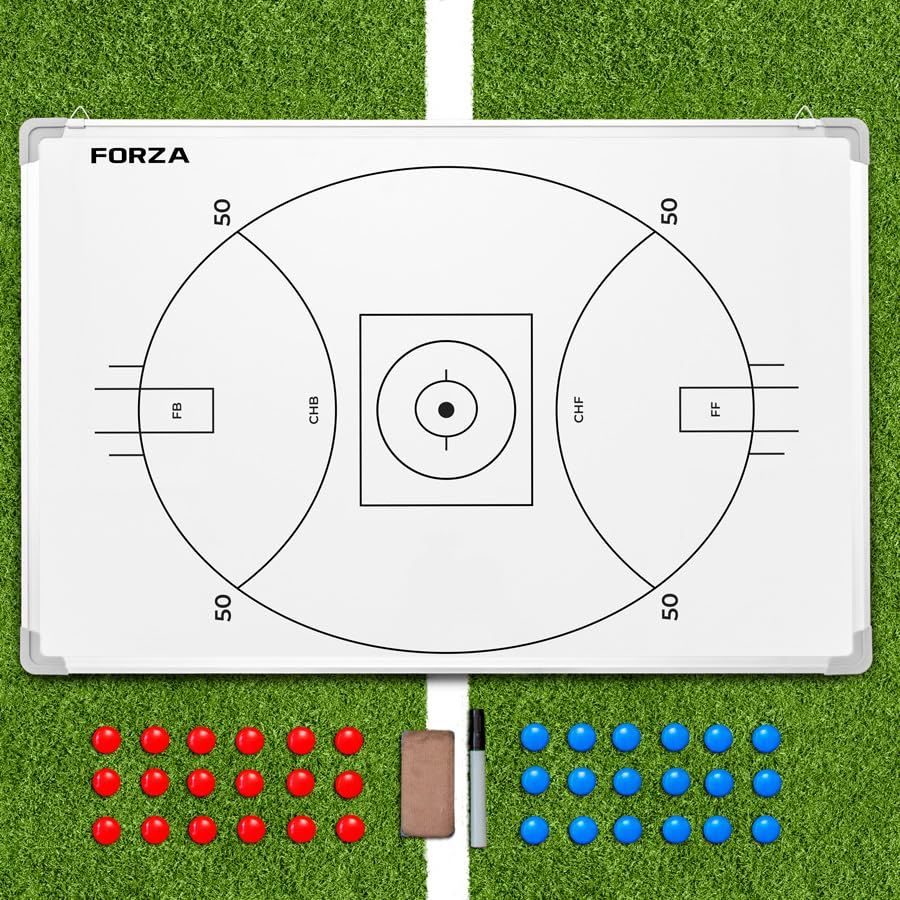 FORZA 35in x 24in Double-Sided Sports Coaching Whiteboard | 13 Sport Options - Dry Erase Board Equipped with Magnetic Markers, Pen & Eraser (Aussie Rules Football, Without Carry Bag) - size: Without Carry Bag, style: Aussie Rules Football