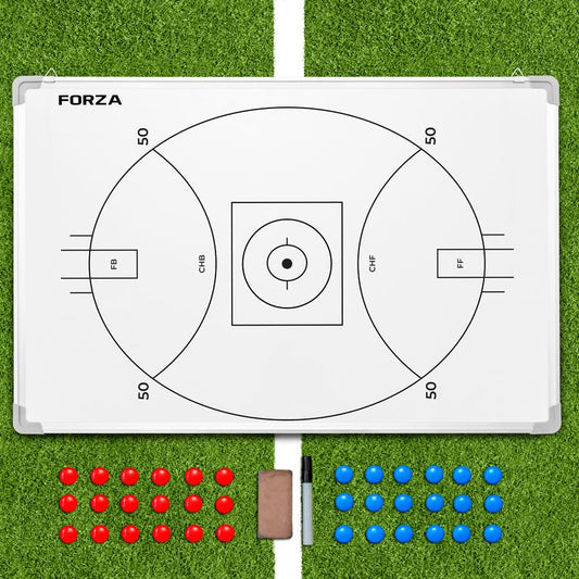 FORZA 35in x 24in Double-Sided Sports Coaching Whiteboard | 13 Sport Options - Dry Erase Board Equipped with Magnetic Markers, Pen & Eraser (Aussie Rules Football, with Carry Bag) - size: With Carry Bag, style: Aussie Rules Football